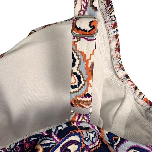 Lands End V-Neck Wrap Underwire Tankini Swimsuit Top Size 6 Adjustable Straps Ch - Picture 9 of 11